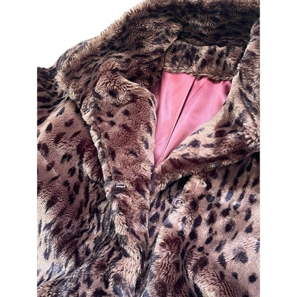 Vintage Hillmoor New York Mid Length Faux Fur Coat Leopard  Made in USA - Picture 3 of 6